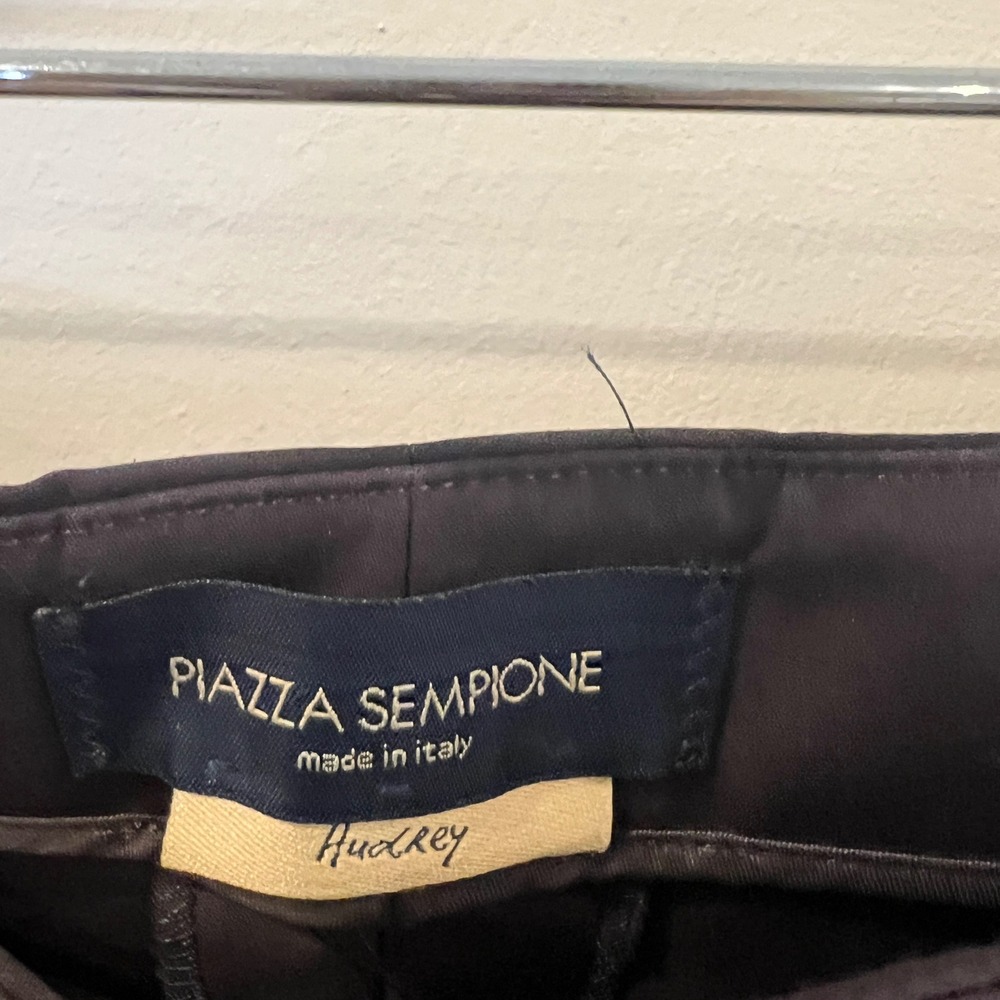 Piazza Sempione Audrey Chocolate Brown Crop Pants Cotton Stretch IT 48 US Sz 12 - Picture 7 of 9